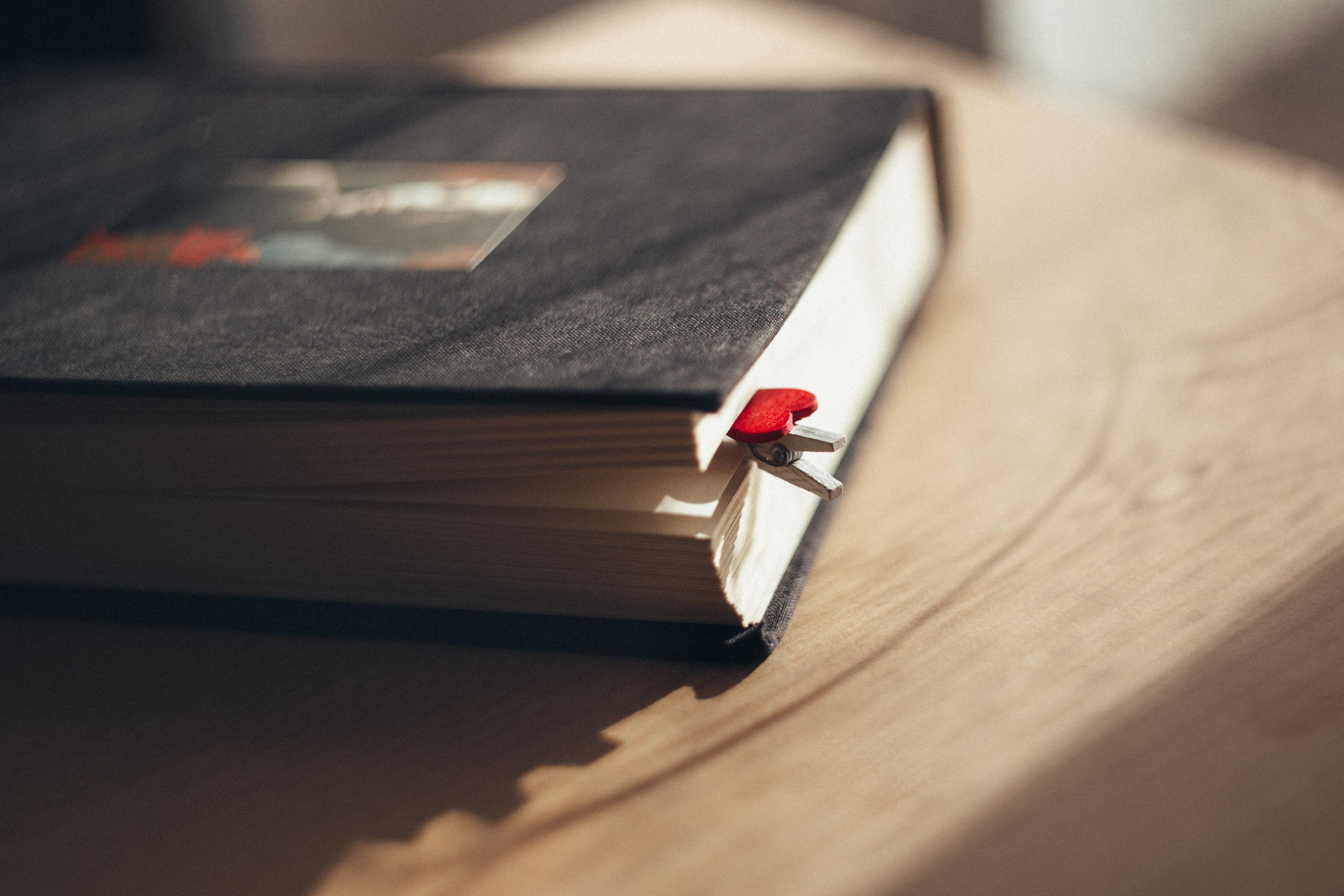 closed book sitting on a table