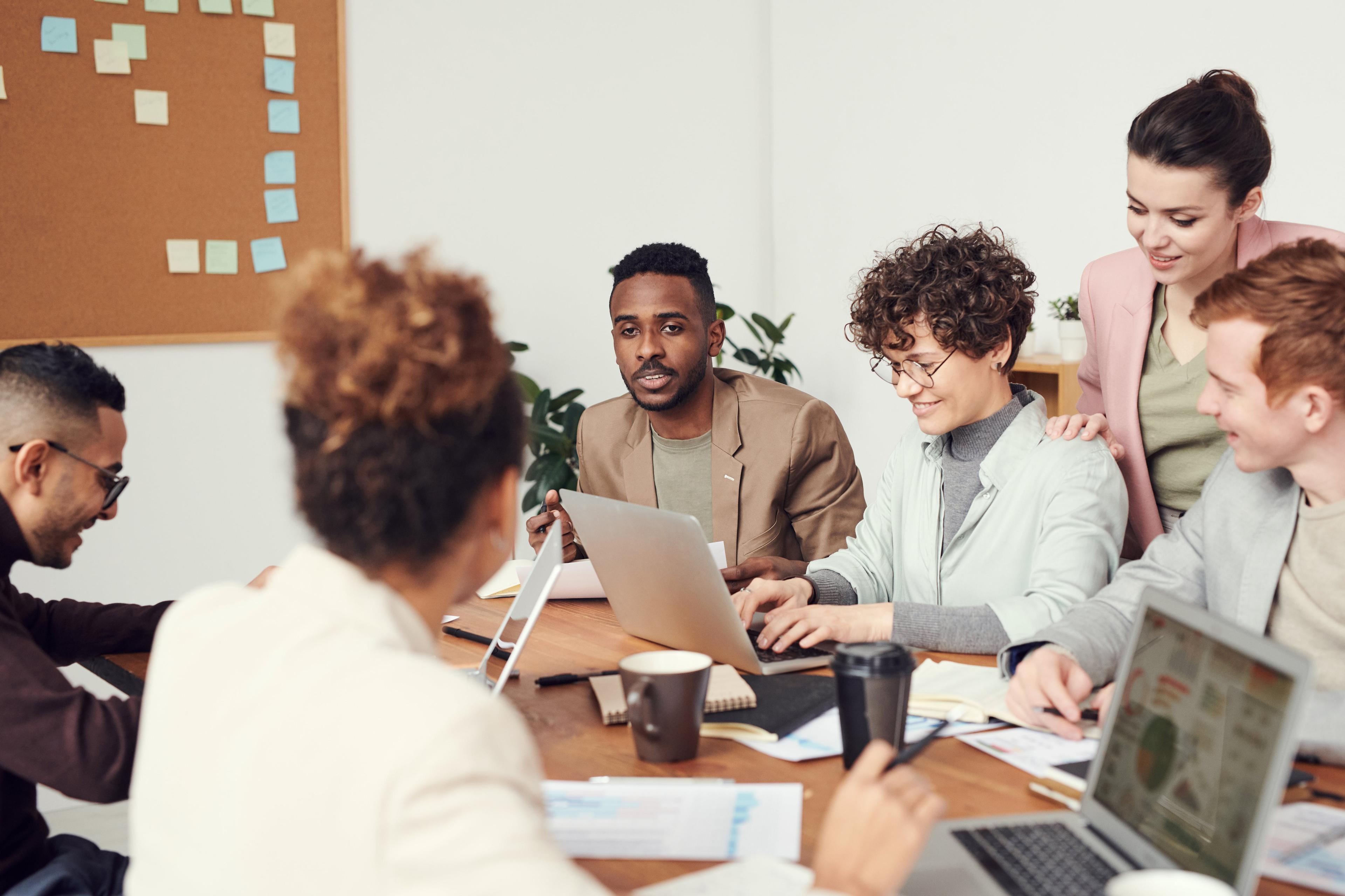 marketing team working together at a table